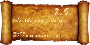 Kálóczy Irén névjegykártya