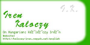 iren kaloczy business card